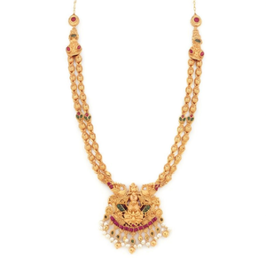 Fine <b>Jewelry</b> <b>Set</b> Traditional Matte Pota Stone and <b>Pearl</b> Temple Long Necklace - Product Image 3