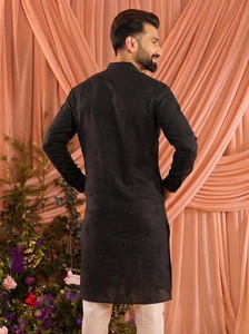 Hot Sale <b>Men</b> <b>Black</b> Embroidered Cotton <b>Kurta</b> Pajama Set <b>For</b> <b>Men</b> Ethnic Wear Comfortable Outfit <b>For</b> Casual And Festive <b>For</b> Sale - Product Image 2