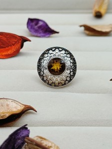 Bague en citrine jaune, pierre précieuse naturelle, bijou en cristal, bague artisanale distinctive, élégante, cadeau artisanal pour femme - Product Image 6