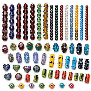 Cuentas de Vidrio Decorativas Hechas a Mano de Primera Calidad (Forma Ovalada), Paquete a Granel, Colores Mezclados para Joyería, Manualidades y Decoración del Hogar - Product Image 1