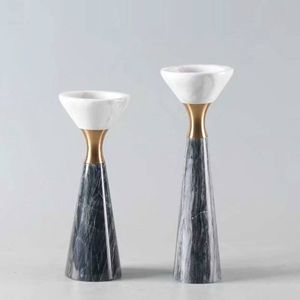 Candélabre multi-bras doré avec base en marbre vert, porte-bougie conique de luxe, décoration de table moderne, élégant support à bougies métallique - Product Image 4