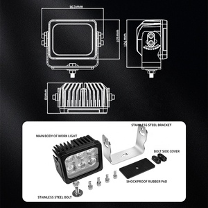 Nouvelles lampes de travail LED Doosan 60W, les plus lumineuses, à faisceau large, de type projecteur et de type <span class=keywords><strong>spot</strong></span>, pour véhicules, remorques, machines, extérieur et applications minières, avec support de montage, étanches IP68 - Product Image 4