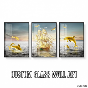 Décoration murale en verre trempé personnalisée, panneau d'art mural en verre imprimé UV pour la décoration intérieure de la maison, de l'hôtel et du restaurant - Product Image 2