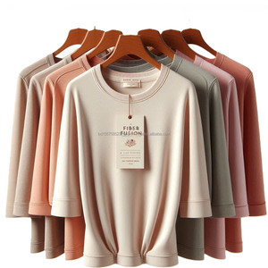 T-shirts en coton tricoté léger de grande taille respirant à manches courtes et à séchage rapide anti-boulochage caractéristique motif imprimé solide coupe ample - Product Image 1