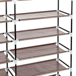 Scarpiera Portatile a 7 Livelli Marrone Scuro, Design Moderno e Semplice, Mobile Contenitore per Scarpe con Rivestimento in Tessuto per Armadio Stile Rustico - Product Image 5