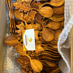 Vietnam Unique Scoop Leaf Wooden Spoon Natural Wooden Material for Spice Sugar Scoop Cooking Serving <b>Table</b> Decor - Product Image 2