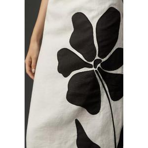Vestido Midi Casual de Verano para Mujer, Simple y Elegante, Corte en A, Cintura Natural, Transpirable, 100% Algodón, Estampado Floral, Liso Teñido - Product Image 3