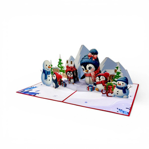 Wholesale Merry Christmas Penguin Christmas Pop-Up Card 3D Pop Angel <b>Paper</b> Art Gift Custom Bulk Orders <b>Handmade</b> Holiday Greeting - Product Image 4