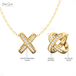 Nuevo Colgante Cruzado con Diamantes Blancos de 1mm Certificados por IGI 2026 en Oro Puro de 14k, Proveedores Mayoristas - Product Image 4