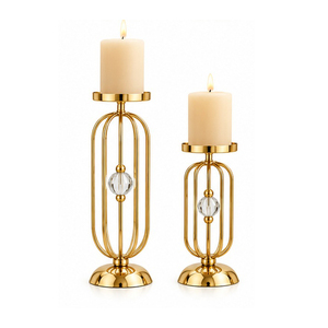 Ensemble de porte-bougies en fer moderne Concept Home avec base en bois, fait main et portable pour la décoration de la maison et Noël - Product Image 6