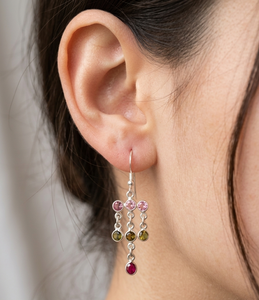 Boucles d'oreilles classiques multicolores en tourmaline, pierres précieuses naturelles, bijoux en argent sterling 925, Gigli Rigli Gems ER0459, pour femmes, anniversaire - Product Image 2