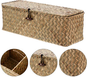 Wholesale Price Seagrass Divider Box Organizer <b>Baskets</b> 3-Tier Minimalist Design <b>Cutlery</b> Storage <b>Basket</b> for Home Hotel Restaurant - Product Image 4