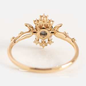 แหวนหมั้นควอตซ์รูทิเลเต็ดสีดำรูปพระจันทร์เสี้ยว เงินแท้ 925 ชุบทอง 14K รับรองโดย IGI ของขวัญเทศกาลสำหรับผู้หญิง - Product Image 5