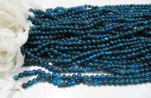 Apatita Neón Natural Genuina, Cuentas Redondas Lisas de 4-5 mm, Color Azul, 13 Pulgadas de Largo - Product Image 4