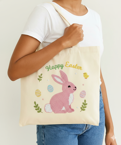 Sac fourre-tout de plage en toile brodée en relief, inspiré du style vintage, avec perles et pompons, pour fêtes de jardin - Product Image 1