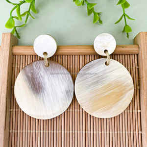 Sustainable Buffalo Horn Stud <b>Earrings</b> Minimalist Natural Design Trendy Women's Fashion Jewelry for Anniversary Occasion FWE - Product Image 2