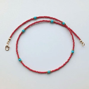Ensemble de colliers faits à la main en corail rouge et turquoise, collier superposé doré, bijoux bohèmes, cadeau - Product Image 2