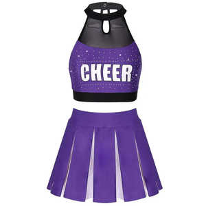 Tenues de cheerleading pour filles All Star, ensembles d'uniformes d'académie à manches longues avec cristaux AB, vente en gros, couleur personnalisée, uniformes de compétition OEM - Product Image 2