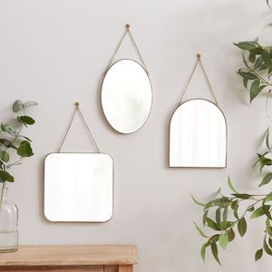 Round Decorative Wall Mirror with Gold Metal Fan Design Bohemian Style Framed Circular Shape for Indoor Use - Product Image 1