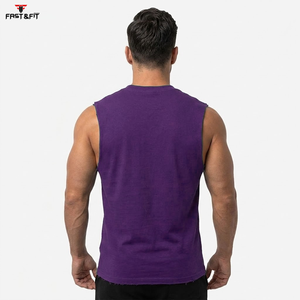 Débardeur de sport en coton 100% de haute qualité, respirant, séchage rapide, anti-boulochage, idéal pour l'été et les entraînements décontractés, tricoté sur mesure - Product Image 3