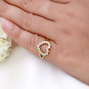 Anillo de Corazón de Plata de Ley 925 Chapado en Oro con Circonita Cúbica, Joyería Linda y Dulce para Mujer, Anillos de Compromiso con Corazón para Mujer - Product Image 6