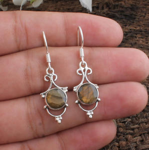 Pendientes de Ojo de Tigre Natural, Plata de Ley 925, Pendientes Colgantes con Piedras Preciosas Marrones, Pendientes de Ojo de Tigre para Hombre, Fabricante Mayorista de Joyería - Product Image 1