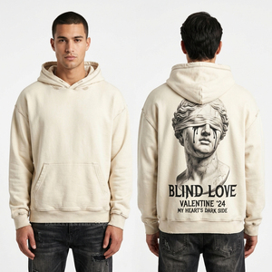 เสื้อฮู้ดดี้ผู้ชายสไตล์มินิมอล ดีไซน์เรียบง่าย ผ้าหนา ทรงโอเวอร์ไซส์ ทรงบ็อกซี่ ผลิตจากผ้าฝ้าย รับผลิตตามสั่ง - Product Image 2