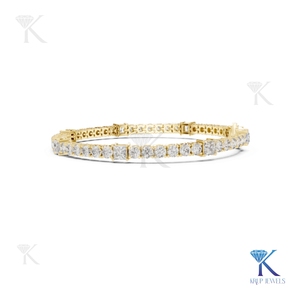 3.00 MM Round and 3.50 MM Princess Cut Diamond Tennis <b>Bracelet</b> 14K 18K <b>Solid</b> Gold Fine Women Luxury Jewelry Manufacturer - Product Image 6