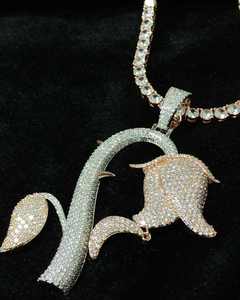 Pendentif Charme Floral en Argent Sterling 925 Véritable Qualité Supérieure Style Hip Hop Moissanite Fleur de Rose Bijoux Glacés Pour Lui et Elle - Product Image 3