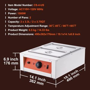 Temperatrice Elettrica Commerciale per Cioccolato in Acciaio Inossidabile da 8 kg (17.6 libbre) con 2 Vasche, Controllo Temperatura 30-85°C - Product Image 6