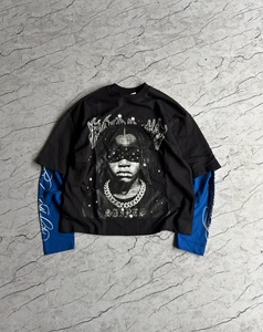 T-shirt à manches longues double couche pour homme, imprimé DTG, style streetwear, fabriqué sur mesure - Product Image 1
