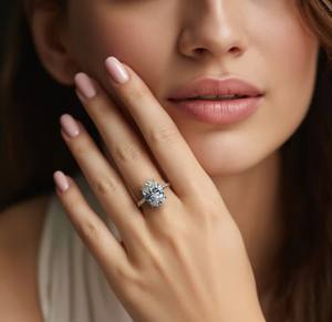 แหวนหมั้นทรงรีประดับมอสซาไนต์ลูน่าโอปาลีน 5 กะรัต ชุบทอง 18k เงินสเตอร์ลิง ดีไซน์ทันสมัย เหมาะสำหรับวันครบรอบ - Product Image 2