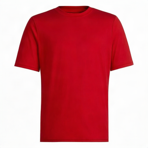 T-shirt en coton vert uni à manches courtes et col rond pour homme, coupe classique, tricot jersey décontracté, design uni - Product Image 4