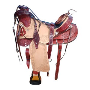 Tapis de selle en cuir véritable et selles de course Western Selle de cheval sans arbre avec belle courbure à la main - Product Image 2