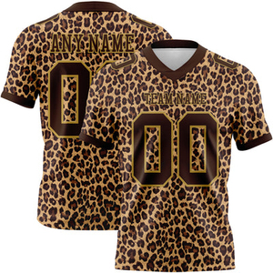 Nouveau maillot de football américain pour hommes en polyester, design personnalisé, imprimé marron et jaune, grande taille, antibactérien, séchage rapide - Product Image 6