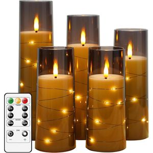 Set di 5 Candele LED Senza Fiamma con Timer, Effetto Sfarfallio per Atmosfera Romantica e Decorazione Casa, Stabili ed Eleganti - Product Image 2