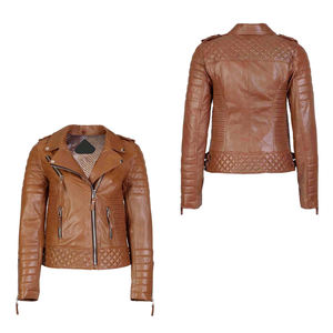 Vestes de moto décontractées pour femmes, fabriquées professionnellement, en cuir véritable résistant, coupe-vent, imperméables, grandes tailles - Product Image 1