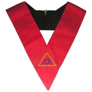 Collier en velours Memphis Misraim 95e degré, or jaune, avec garniture aigle violet brodé, pour officiers de cérémonie formelle - Product Image 3