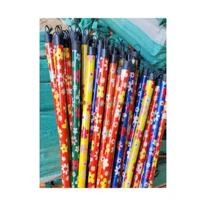 Flower PVC Street Mop Rod Stick Long Wood Broom Handle Italian Thread With Long Plastic Head Floor Cleaning Household Stick