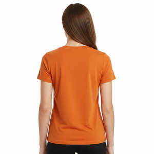 T-shirt de sport pour femme OEM en polycoton 180 GSM, séchage rapide, extensible, col rond, vente en gros - Product Image 2