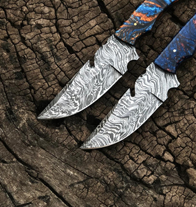 Cuchillo Plegable Profesional de Acero de Damasco para Caza y Camping, de Alta Calidad, Precios Finos, con Mango de Madera y Funda de Cuero OEM - Product Image 2