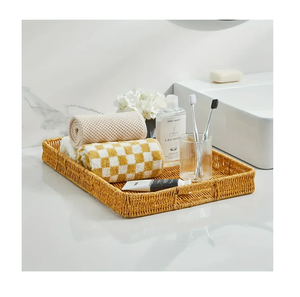 Bandeja Rectangular de Ratán de Diseño Boho, Elegante, para Tiendas de Abarrotes, a Precio de Mayoreo - Product Image 1