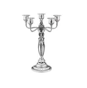 Candélabre 5 branches en argent antique, style baroque, élégant, pour centre de table de mariage ou salle à manger, décoratif et orné - Product Image 2