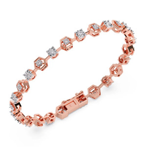 Interwoven Twisted Mesh Diamond Link <b>Bangle</b> <b>Bracelet</b> - Product Image 2