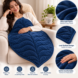 Manta de sofá azul marino de 5 lb |   Manta Acolchada con Diseño de Hojas |   Funda de Confort para Adultos de 23x29 Pulgadas |   Manta Ponderada Suave, Acogedora y Lavable - Product Image 5