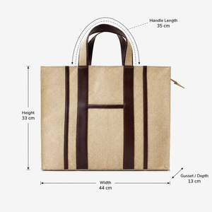 Bolso de mano PP Juco al por mayor, con paneles de contraste natural y cremallera, 44x33x13 cm, logotipo personalizado, fabricante OEM ODM, exportador de marca privada - Product Image 2