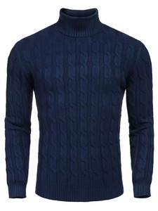 เสื้อสเวตเตอร์ผู้ชายถักลายเคเบิ้ล โพลีเอสเตอร์/คอตตอน สไตล์ลำลอง สำหรับฤดูใบไม้ร่วงและฤดูหนาว  ระบายอากาศได้ดี ไซส์ใหญ่ ปักลาย คอเต่า รับผลิตตามสั่งขายส่ง - Product Image 4