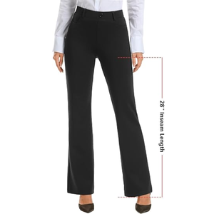Pantalon de travail extensible coupe bootcut pour femme avec poches, pantalon de travail à enfiler pour le bureau et les occasions décontractées professionnelles - Product Image 3