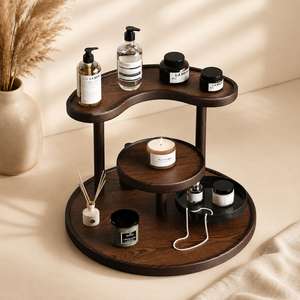 Affordable Natural Wooden Display <b>Shelf</b> for Living Room, <b>Bedroom</b>, Office and Retail Store Decoration with Elegant Space Saving - Product Image 3