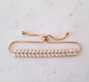 14K <b>Solid</b> <b>Gold</b> Lab Grown Diamond Dainty Wedding Link Chain Bracelets Adjustable Tennis Bracelet <b>Gold</b> Marquise Leaf Bracelet Gift - Product Image 4